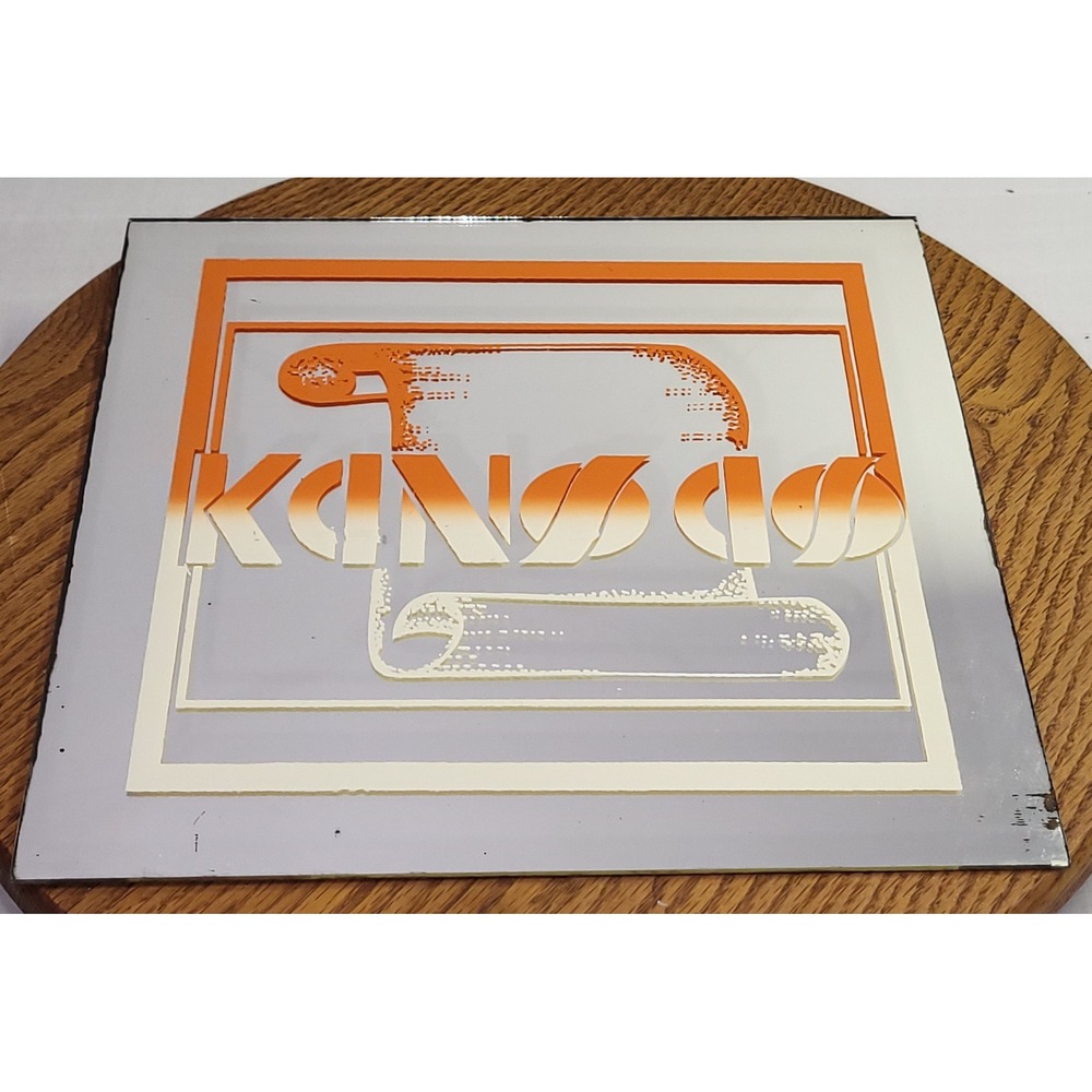 Kansas Band Carnival Mirror Vintage Rock Memorabilia Orange Logo 12x12